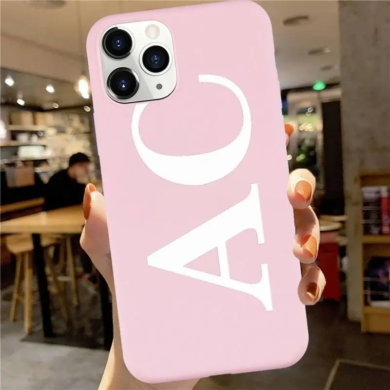 

Custom Large pink initial custom luxury mobile cover Phone Case Candy Color for iPhone 6 7 8 11 12 s mini pro X XS XR MAX Plus