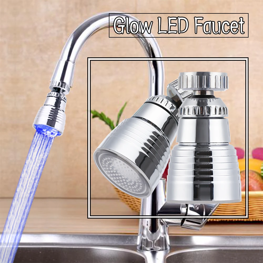 LED Temperature Sensitive  Light-up Faucet Kitchen Bathroom Glow Water Saving Faucet  360 Rotary Kitchen Faucet Shower Head images - 6
