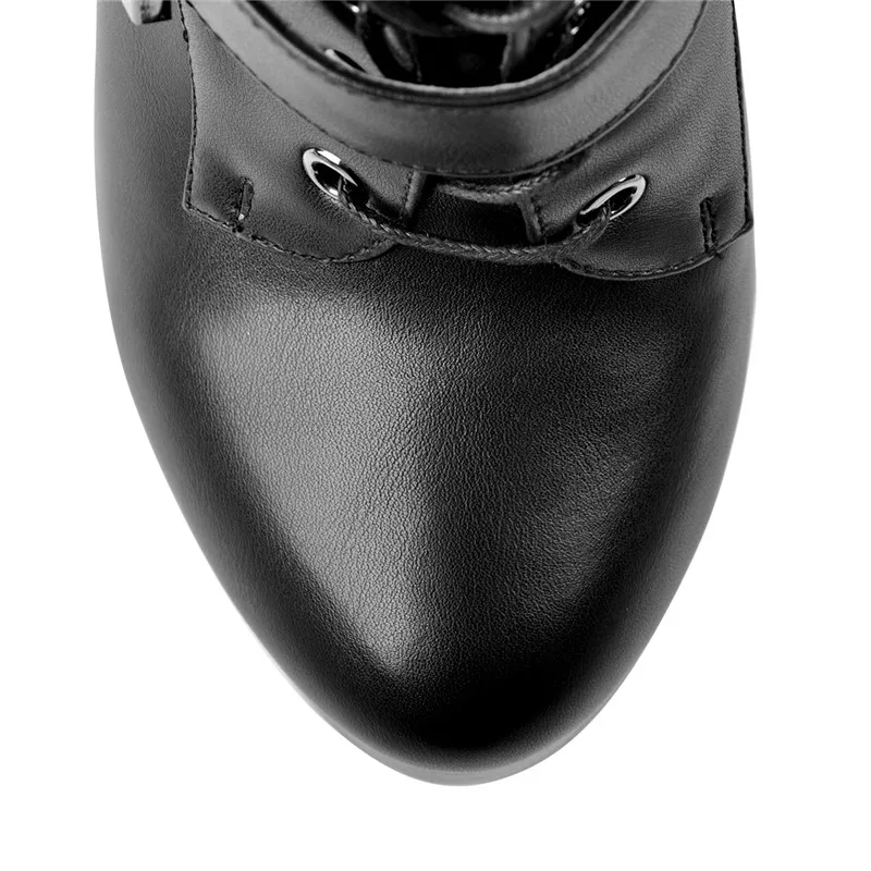 

Onlymaker Women's Ankle Boots Shoes 15~16cm High Thin Heel 4cm Platform Fashion Heels Boots Metal Plates Buckle Boots Stilettos