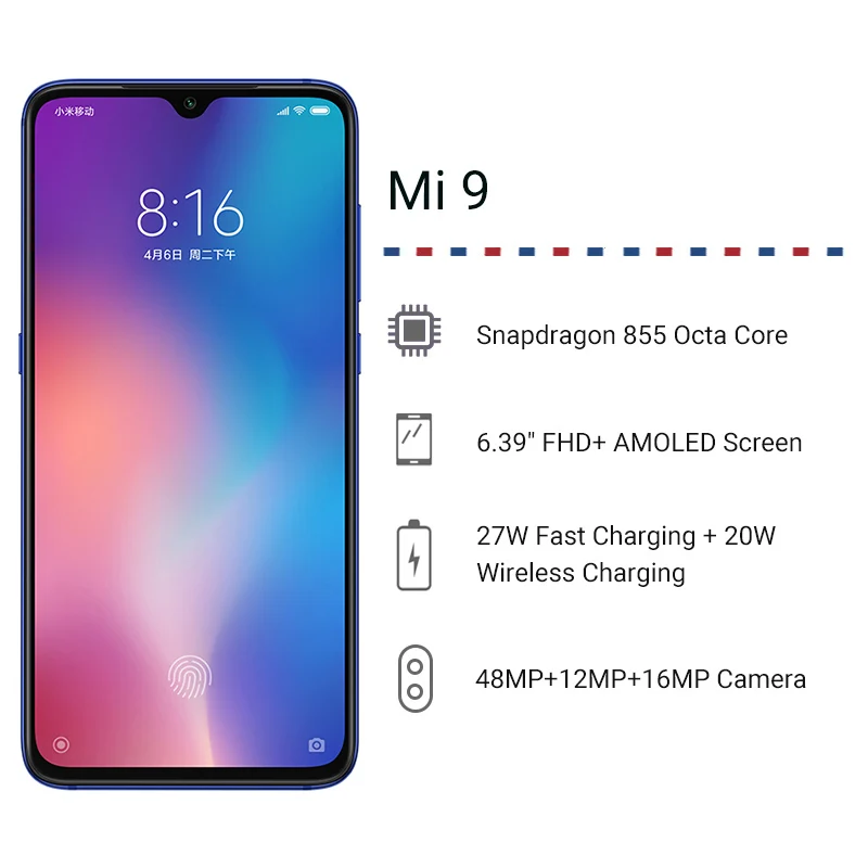 Глобальная Встроенная память Xiaomi mi 9 mi 9 8 Гб оперативная память 128 Встроенная Snapdragon 855 Octa Core 6,3" AMOLED дисплей 48MP тройной камеры смартфон