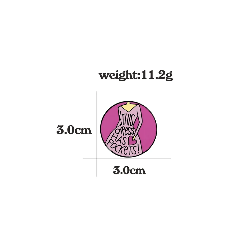Pink Purple Round Badge THIS DRESS HAS ROCKETS Enamel Pins Women Girl Denim Jackets Shirts Lapel Brooches Fashion Jewelry Gifts