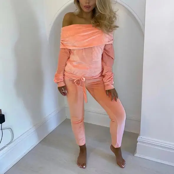 

Cultiseed Women Sexy Slash Neck Off the Shoulder Sets Clothes Female New Fashion Long Sleeve Long Pant 2pc Set Suits Casual Sets