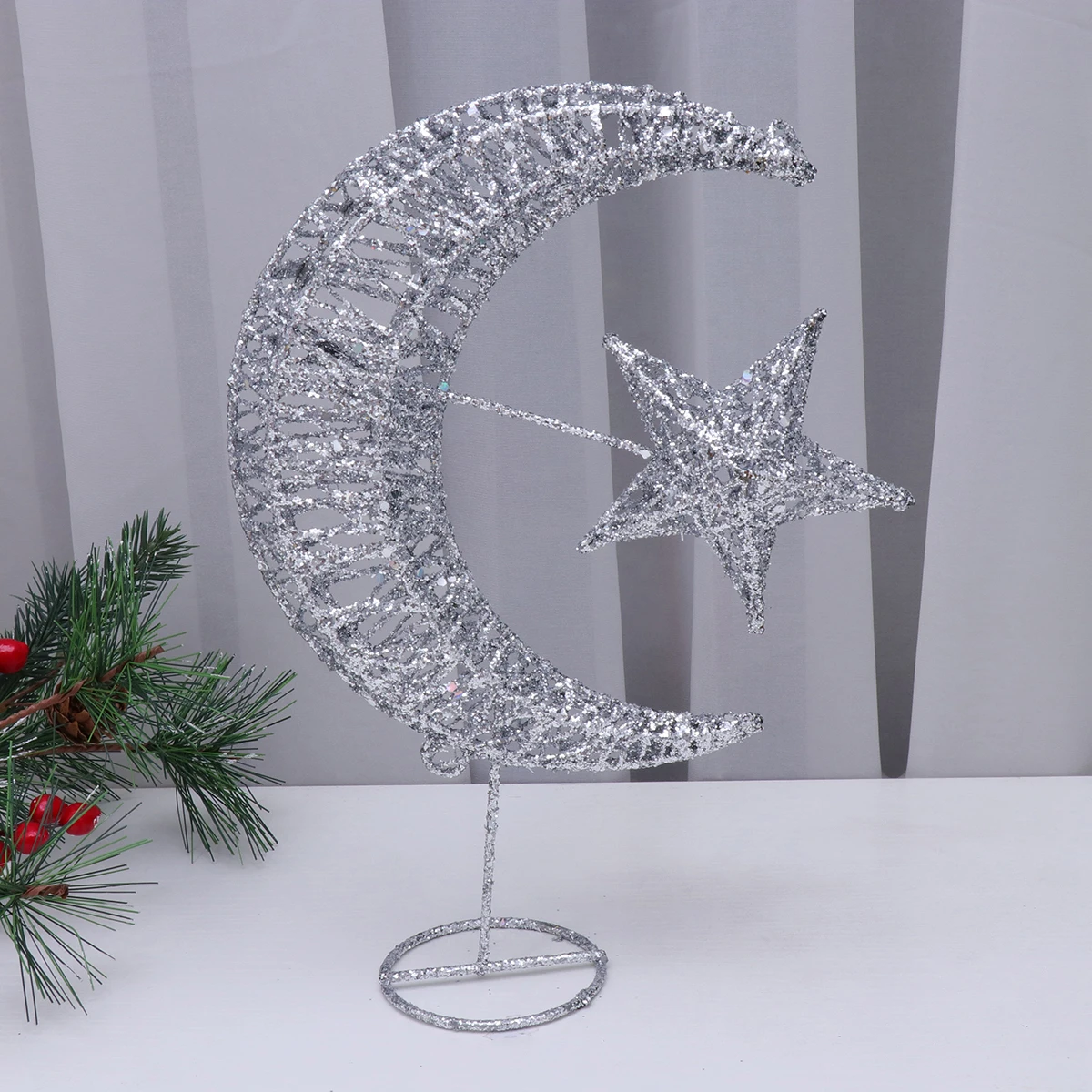Топпер для рождественской елки Сверкающая Звезда и луна железная подвесная елка