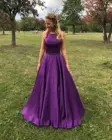 Платье женское атласное ТРАПЕЦИЕВИДНОЕ на шнуровке, фиолетовое