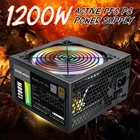 Блок питания для компьютера, 1200 Вт, активный PFC, светодиодный вентилятор 120 мм, 12 В, ATX, 8 контактов + 2x6 контактов, SATA, светодиодный блок питания для настольного игрового компьютера