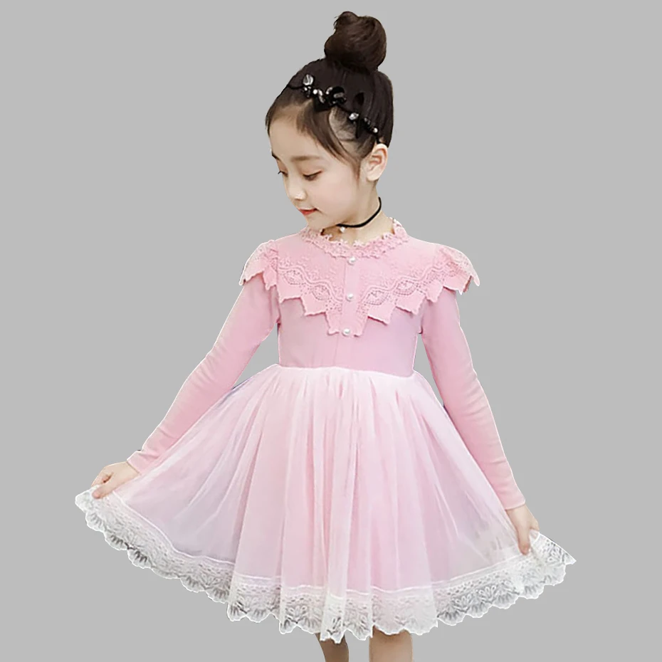Платье принцессы для девочек кружевное детское платье платья с длинными