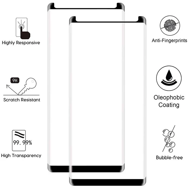 Защитное стекло Samsung galaxy note 9 8 изогнутое 3D 5D HD 9H ударопрочное Олеофобное