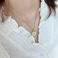 amaiyllis 925 sterling silver minimalist chrysanthemum necklace pendants chic18k gold pendants necklace for female jewelry