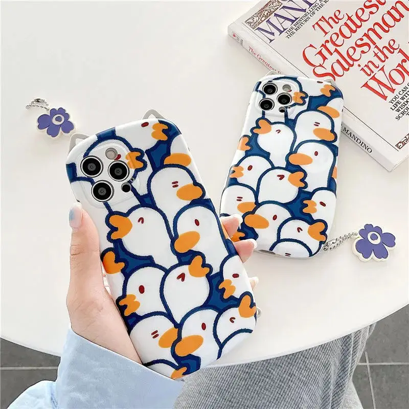 

Cat ears cute duck suitable for iPhone12pro/max Apple 11 mobile phone case xr new xs female 8plus soft