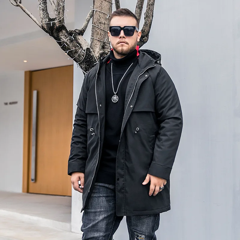 Мужской длинный хлопковый ветрозащитный костюм Повседневная Теплая стеганая