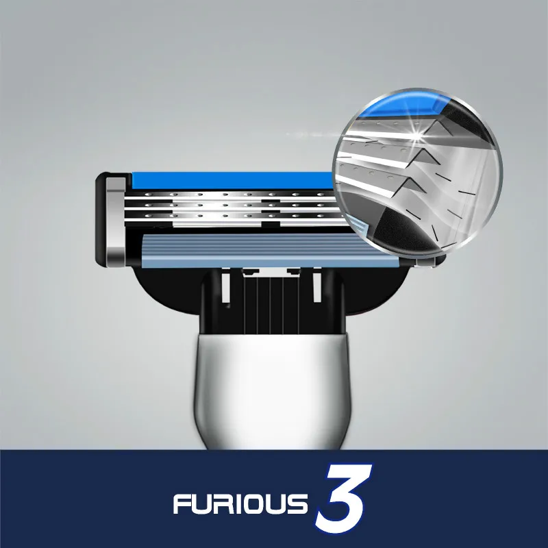 DDPGGL Furious 3 ручная Бритва для мужчин Сменное лезвие мытья тела Mach 4 шт./лот слоя