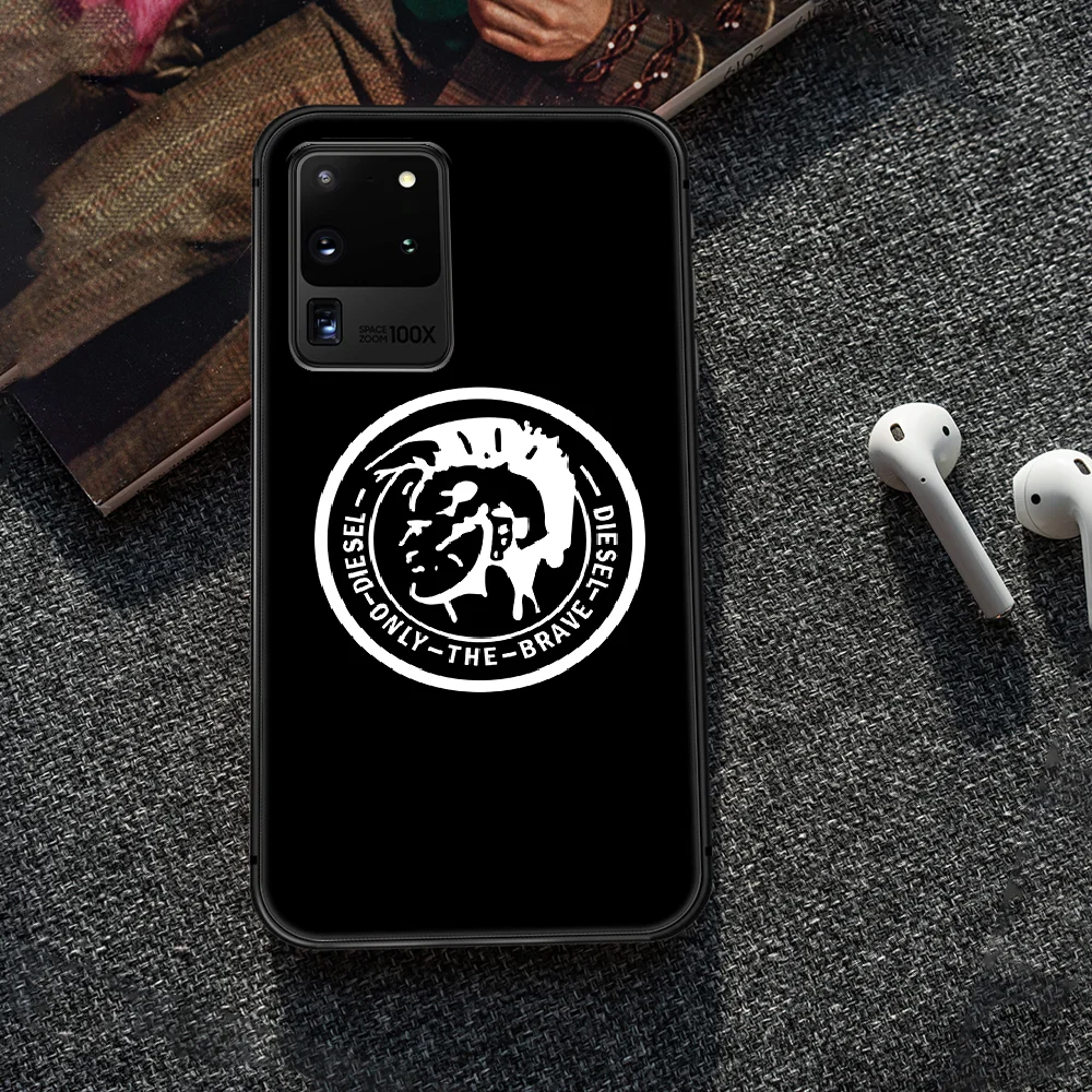 

Italian fashion brand Diesel Phone Case Cover Hull For Samsung Galaxy S 7 8 9 10 e 20 FE edge uitra plus Note 9 10 20 black