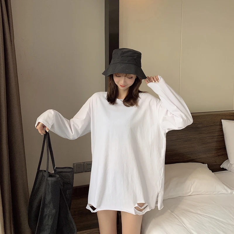 Luck A 2020 однотонные весенне-осенние женские футболки с длинным рукавом