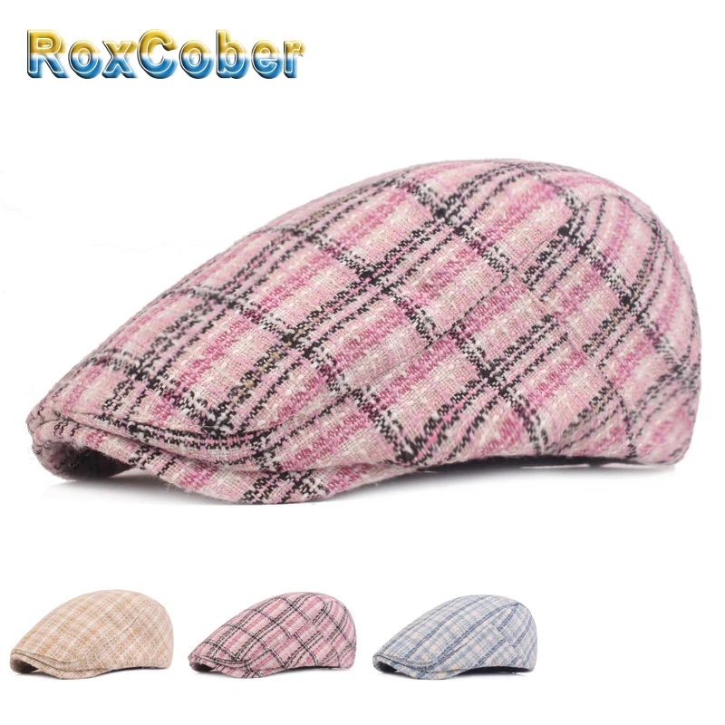 [RoxCober] Оптовая продажа Кепка берет газетчика полосатая клетчатая плоская кепка