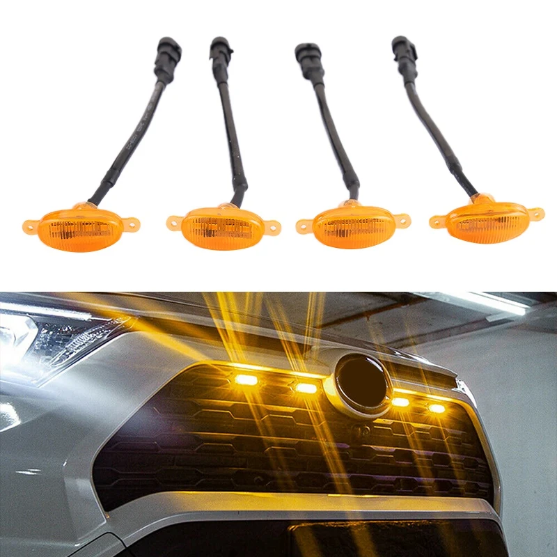 

DHBH-[ Plug & PLAY ] Car LED Front Grille Smoked Amber Light Daytime Running Lights Lamp for Universal Pickup SUV Truck Sedan