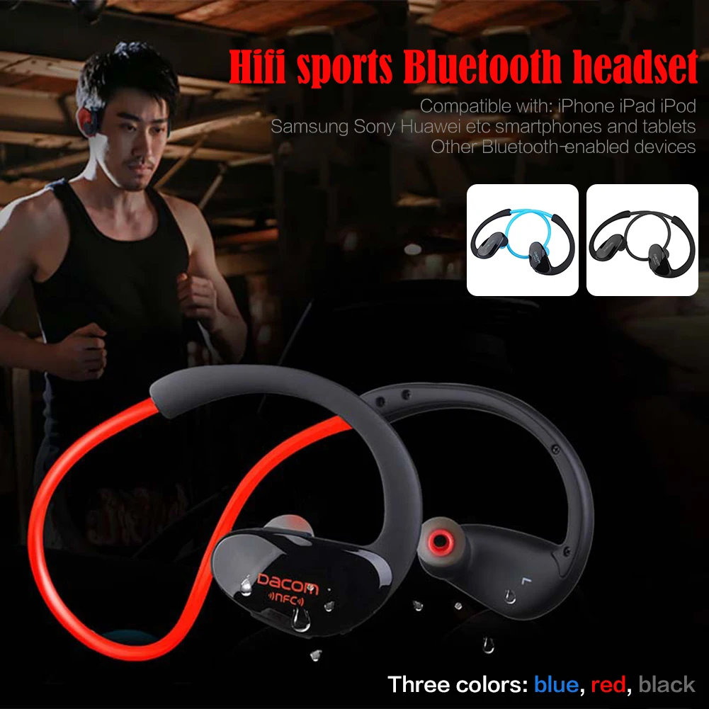 Беспроводные спортивные наушники Dacom Athlete NFC с ушным крючком Bluetooth 4 1 защитой от