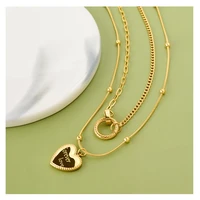 meyrroyu stainless steel 2 layer circle heart pendant necklace for women chain 2021 trend romantic party gift fashion jewelry