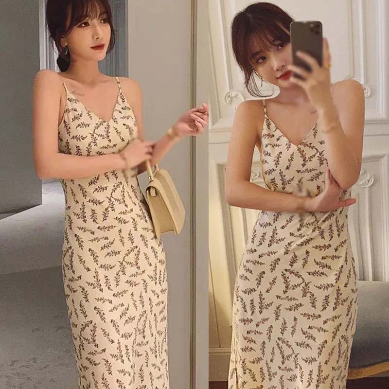 

Summer Women Temperament Slim Mid-Calf Dress All-Match Casual Dresses