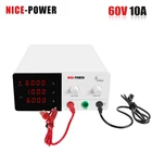 Лабораторный Регулируемый лабораторный стабилизатор напряжения NICE-POWER 60v10a 30v20a, Импульсный регулируемый настольный источник питания