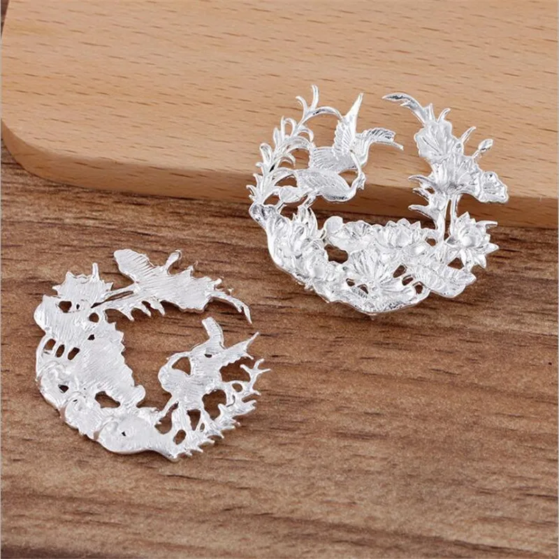 

SIXTY TOWFISH 10 Pieces DIY Jewelry Accessories 33*38mm Alloy Ancient Retro Style Materials Flower Charms