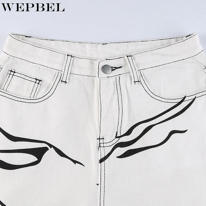 

WEPBEL Women Fashion Wide Leg Pants Trousers Loose Pants High Waist Slacks Female Print Pants Straight Trousers