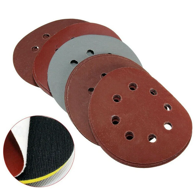 25x 5"/125mm 8Hole Hook Loop Sanding Discs 80-2000 Grit Orbital Sandpaper Pad For Metal Wood Hardware Non-metallic Polishing 201 |