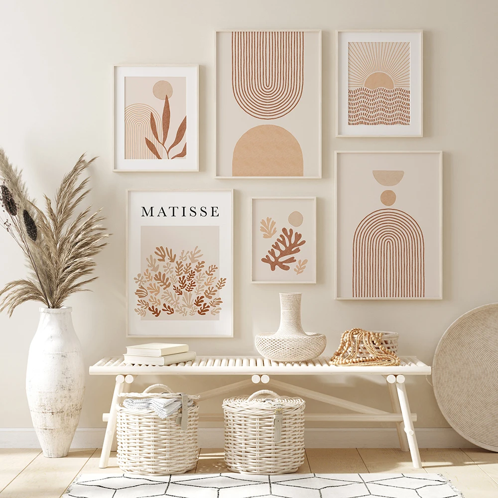 

Line Art Nordic Poster Abstract Canvas Painting Sun Wall Art Print Moon Rainbow Picture For Living Room On The Wall Home Decor