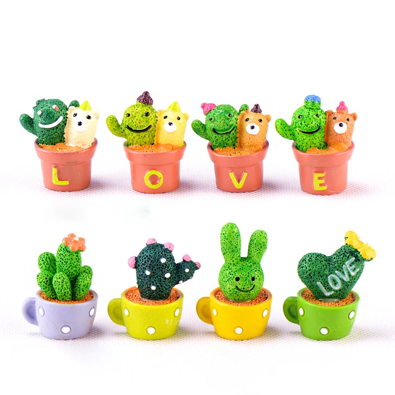 

Miniatures Cactus Cake Decoration Figurine Resin Craft Little Desk Plant Artificial Fairy Garden Micro Landscape Decoration Gift