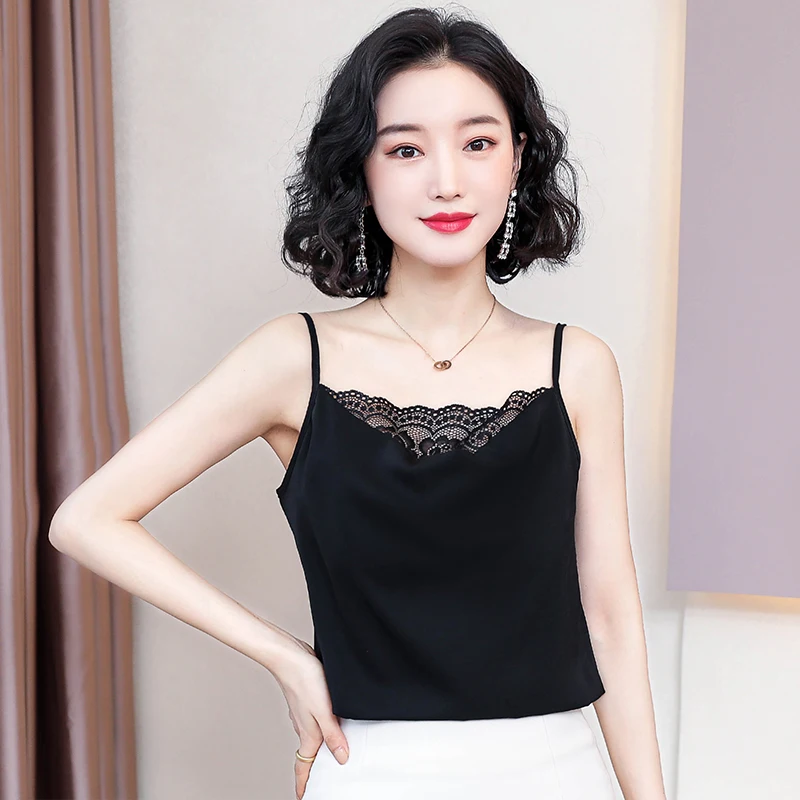 Корейская мода женские шелковые блузки топы кружевные лоскутные размера плюс