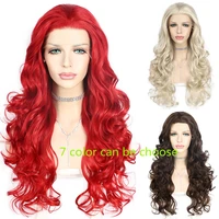 long curl synthetic lace front wigs black brown red green wigs for women synthetic hair wig heat resistant fiber daily 26 party