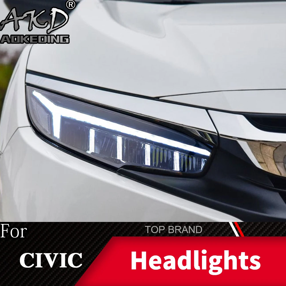 Головной фонарь для автомобиля HONDA Civic X- фары Противотуманные фары Дневные ходовые огни DRL H7 светодиодный Биксеноновая лампа автомобильные аксессуары
