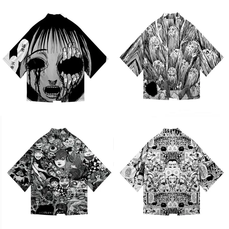 

Junji Ito 3D Printing Anime Japanese Kimono Haori Yukata Cosplay Women/Men Fashion Summer Casual Short Sleeve Streetwear Shirt