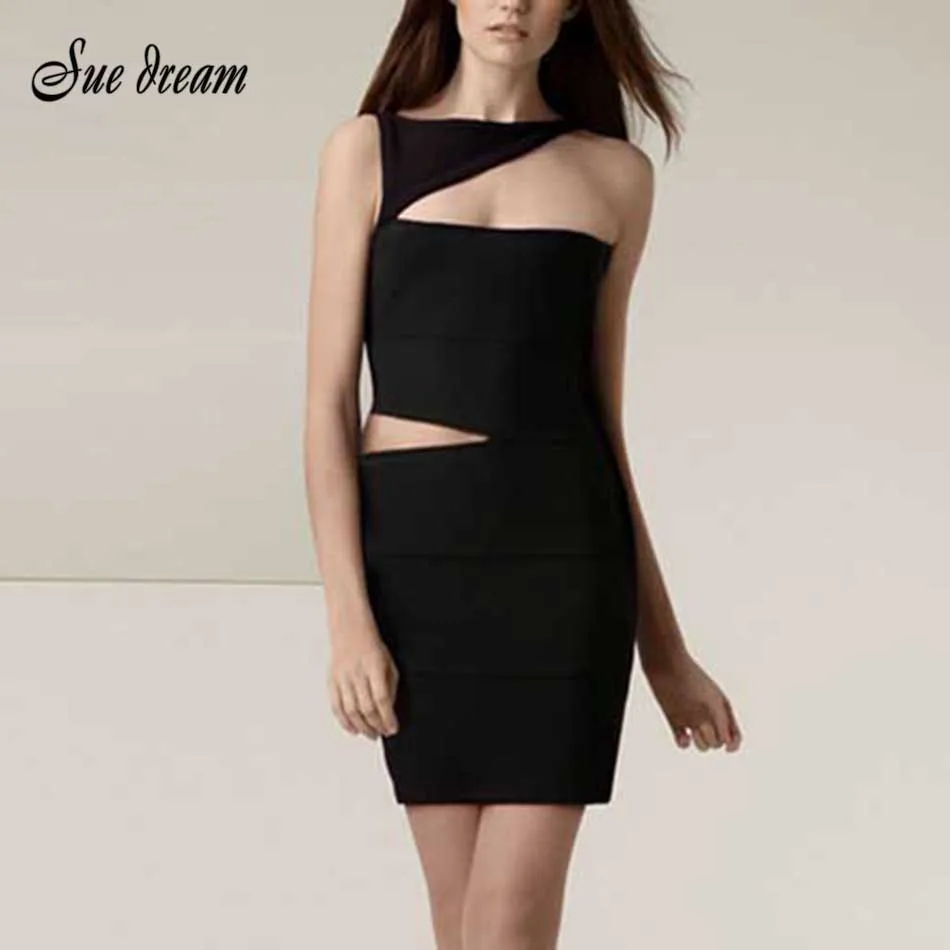 Новинка 2021 женское модное черное Бандажное платье с открытой спиной на