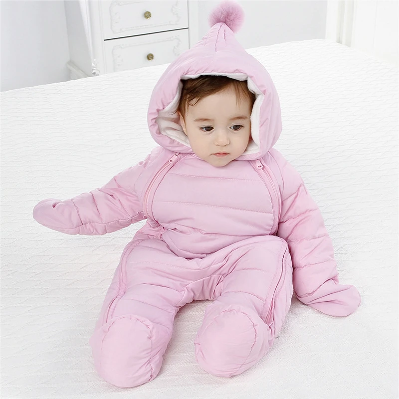 

2020 зимние теплые комбинезоны для маленьких девочек, хлопковые комбинезоны с капюшоном для маленьких мальчиков, флисовый цельный комбинезо...