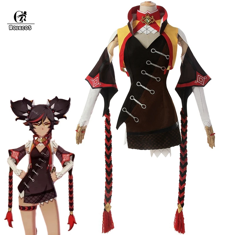 ROLECOS Genshin Impact Cosplay XINYAN Cosplay Costume Game Genshin Impact Costume for Women Halloween Suit Sexy Outfit