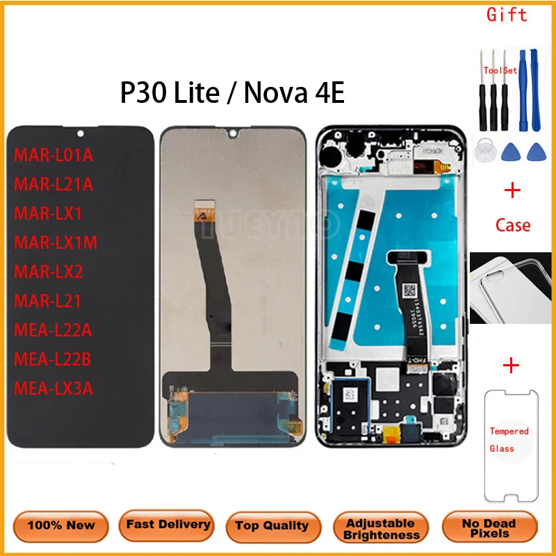Оригинальный ЖК-дисплей с рамкой для HUAWEI P30 Lite дигитайзер сборка экран Nova 4e MAR-LX1 LX2