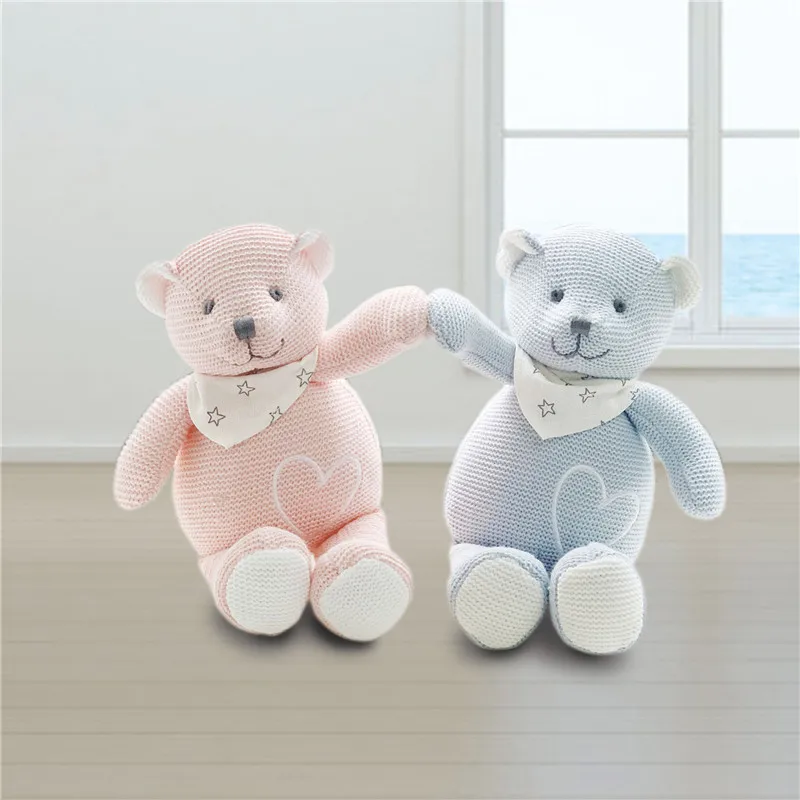 Новый 25 см розовый медведь синий шарф мишка тедди плюшевые игрушки куклы Мягкие