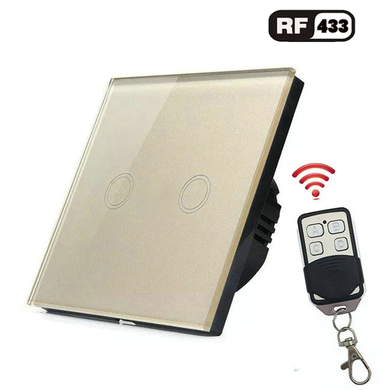 2 gang remote golden 1/2/3/220 тиски Беспроводной светильник сенсорный переключатель Стандартный ЕС умный дом Беспроводной переключатель - Цвет: 2 gang remote golden