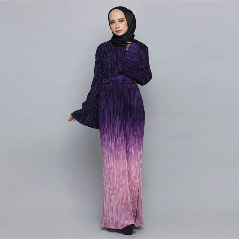 Eid Плиссированное мусульманское платье Дубайский хиджаб абайя Турция