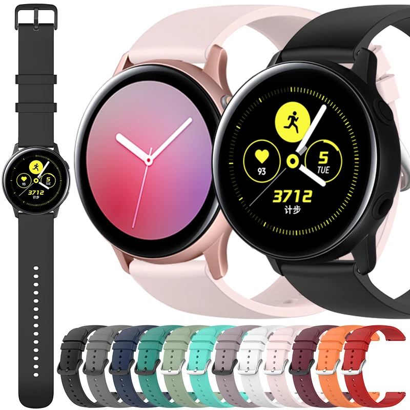 

For Samsung Galaxy Watch Active & Active 2 Silicone Strap Replacement Watchband 20mm Sport Bracelet Correa Wristband Accessories