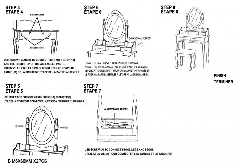 Европейские комоды для спальни с зеркалом 4 ящика 1 стул в стиле барокко женские