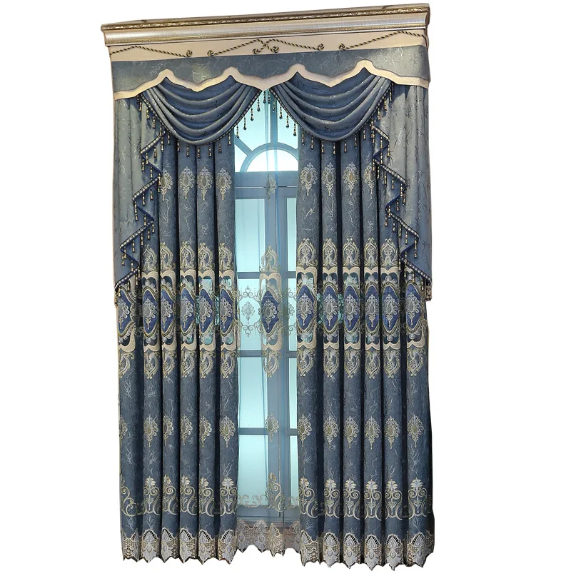 

European-Style Embroidered Curtain Living Room Bedroom Shade Curtain Screen Finished Garden Curtain Chenille