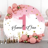 laeacco baby 1st birthday party decor backdrops for photography gold star dots candle customized round circle poster backgrounds