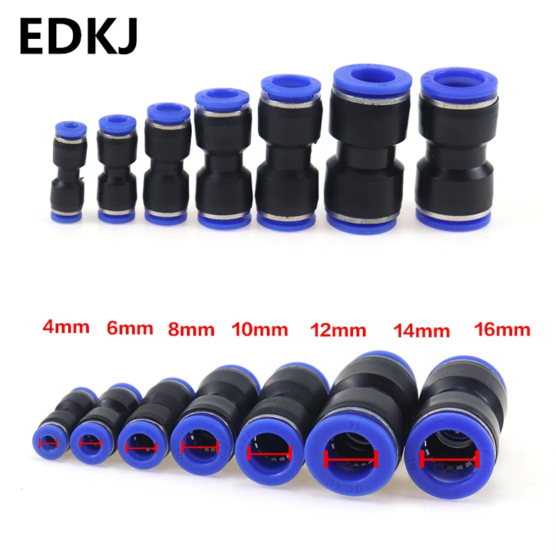 

5pcs pneumatic coupling waterproof plastic coupling PU 4mm 6mm 8mm 10mm push-in straight pipe for air water pipe gas quick conne