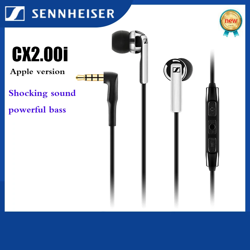 

Original Sennheiser CX2.00i Earphones 3.5mm Stereo Sport Headset Line Control Deep Bass Earphone with Mic for iPhone iOS Device