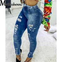 2021 women ripped skinny jeans fashion tassel hole slim ladies denim pants casual mom vintage distressed female pencil trousers