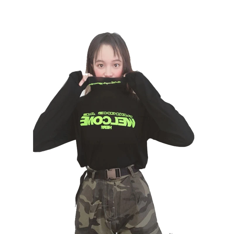 Хлопковая футболка женская с длинным рукавом Женские топы Футболка Весна Осень