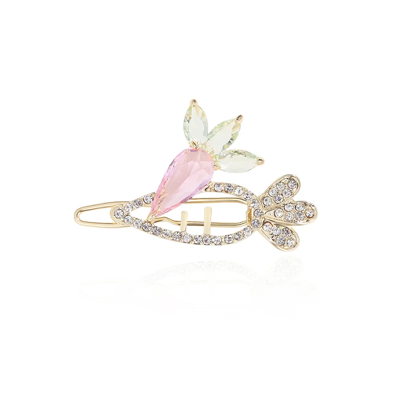 

CHIMERA Cute Animal Hair Clips Elegant Crystal Rabbit Cat Carrot Hairpins Small Side Clamp Hairgrip for Bangs Girls Daily