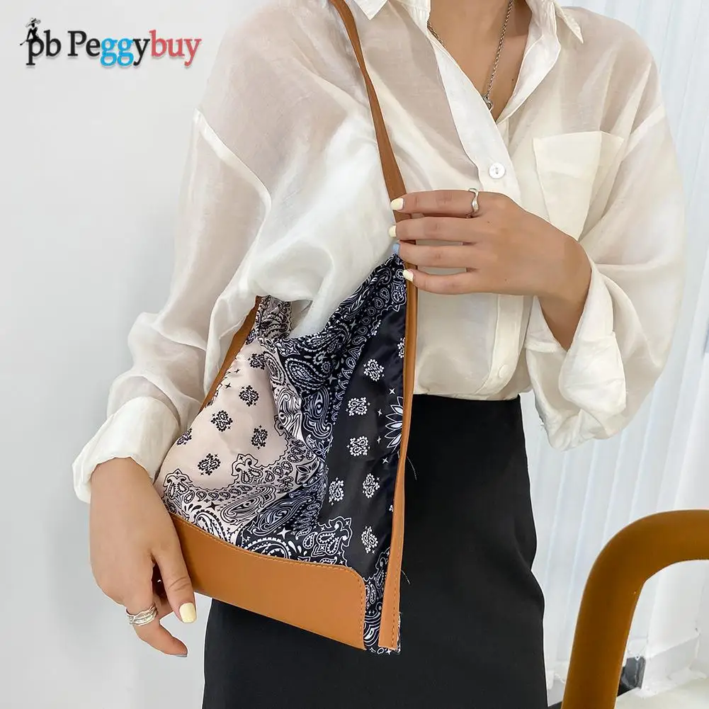 

Fashion Women Silk Shoulder Tote Bags Casual Ladies Prinfting Large Capacity Handbags Single Strap Shopping Bags