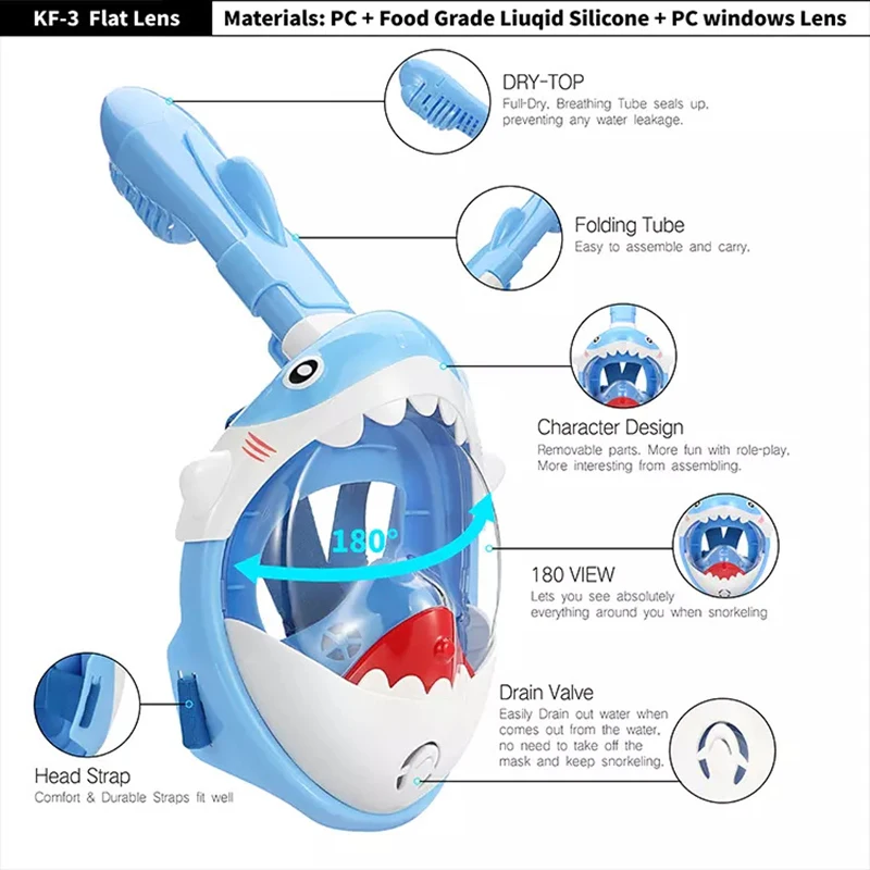 

Newly Snorkel Face Cover Full Face Snorkeling and Diving Face Cover with 180 Degree Panoramic Viewing Long Ventilation Pipe S66